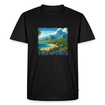 Puerto Plata : Vacances à la plage avec paysage de montagne et - T-shirt Premium bio Homme - noir - Devant - Nico (187cm)