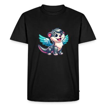 Loutre en ange avec des ailes Rat d’eau - T-shirt Premium bio Homme - noir - Devant - Nico (187cm)