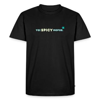 Yo ! Épicé. | Déclaration rétro sur le streetwear - T-shirt Premium bio Homme - noir - Devant - Nico (187cm)