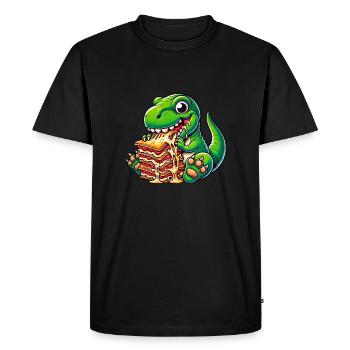 T-Rex Dino Lasagna Pasta Italian Dinosaur F - Men's Premium Organic T-Shirt - black - Front - Nico (187cm)