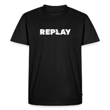 T-shirt de typographie Replay Glitch - T-shirt Premium bio Homme - noir - Devant - Nico (187cm)