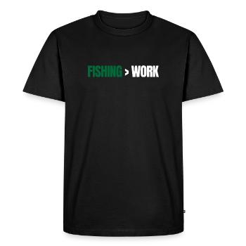 Fishing Greater Than Work – Angeln Design - Men's Premium Organic T-Shirt - black - Front - Nico (187cm)