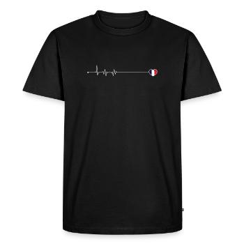 Heartbeat love france flag - Men's Premium Organic T-Shirt - black - Front - Nico (187cm)