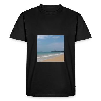 Plage avec mer et ciel bleu - T-shirt Premium bio Homme - noir - Devant - Nico (187cm)