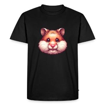 Portrait de tête de hamster Joues de hamster laides - T-shirt Premium bio Homme - noir - Devant - Nico (187cm)