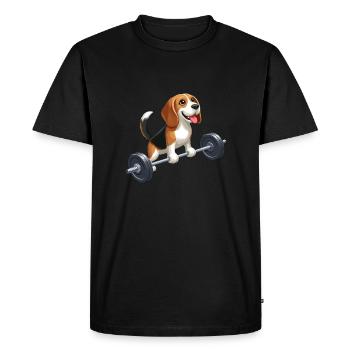 Beagle Weightlifting Workout Strength - Men's Premium Organic T-Shirt - black - Front - Nico (187cm)