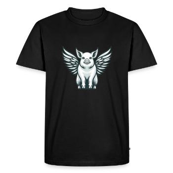 Silhouette d’ange cochon domestique avec ailes - T-shirt Premium bio Homme - noir - Devant - Nico (187cm)