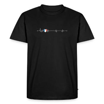 Heartbeat france flag - Men's Premium Organic T-Shirt - black - Front - Nico (187cm)