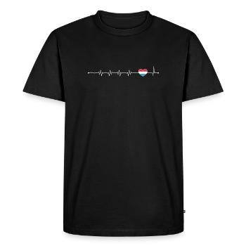 Blue Accent Heartbeat Line - Men's Premium Organic T-Shirt - black - Front - Nico (187cm)