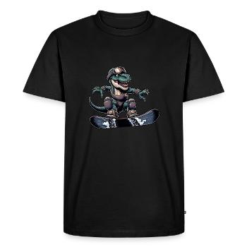 T-Rex Dino Snowboarder - T-shirt Premium bio Homme - noir - Devant - Nico (187cm)