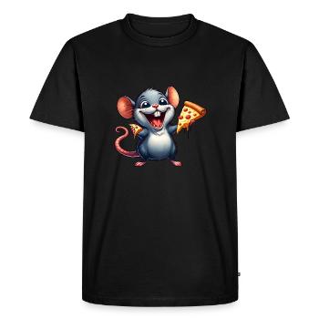 Lab Rat Enjoys Pizza Funny - Men's Premium Organic T-Shirt - black - Front - Nico (187cm)