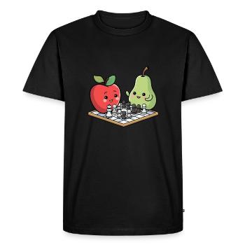 Kawaii Chess pomme poire bande dessinée - T-shirt Premium bio Homme - noir - Devant - Nico (187cm)