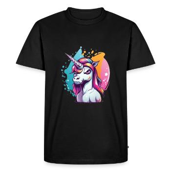 Licorne grincheuse - T-shirt Premium bio Homme - noir - Devant - Nico (187cm)