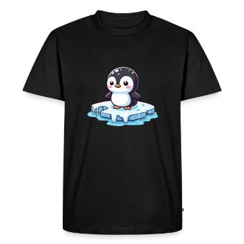 Penguin, Global Warming & Melting Ice - Men's Premium Organic T-Shirt - black - Front - Nico (187cm)