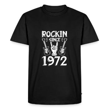 Rockin since 1972 - Men's Premium Organic T-Shirt - black - Front - Nico (187cm)