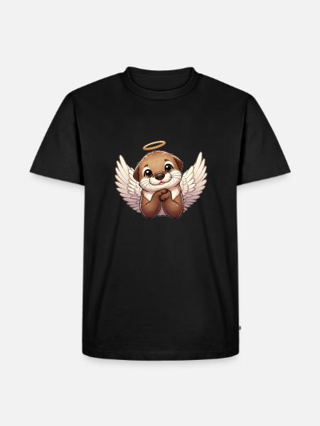 Otter Engel Wasserratte mit Flügeln - Männer Premium Bio T-Shirt - Schwarz
