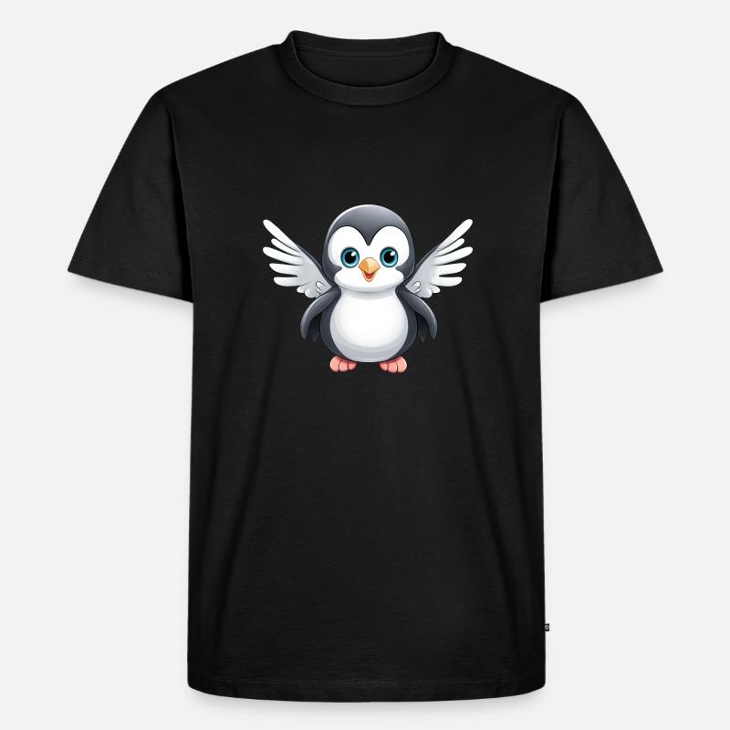 Süßer Pinguin Engel - Männer Premium Bio T-Shirt - Schwarz