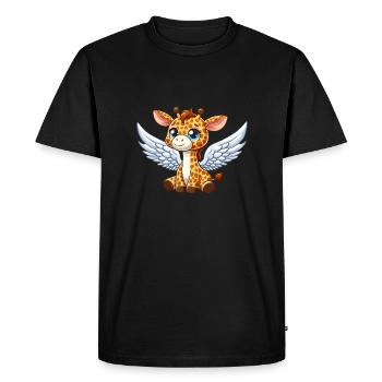 Girafe avec des ailes comme un ange - T-shirt Premium bio Homme - noir - Devant - Nico (187cm)