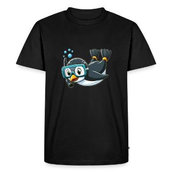 Cute Penguin Cartoon Diver Deep Sea Diver - Men's Premium Organic T-Shirt - black - Front - Nico (187cm)