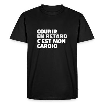 courir en retard - T-shirt Premium bio Homme - noir - Devant - Nico (187cm)