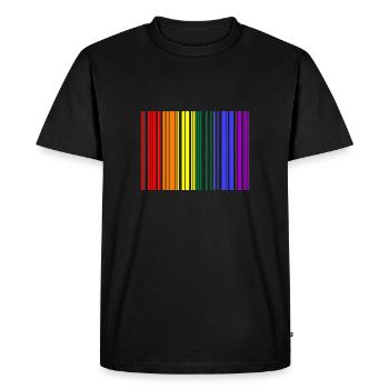 Code-barres arc-en-ciel - T-shirt Premium bio Homme - noir - Devant - Nico (187cm)