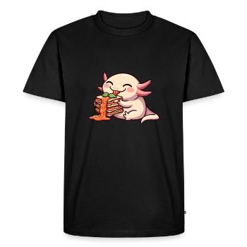 Bande dessinée Axolotl mange des lasagnes - T-shirt Premium bio Homme - noir - Devant - Nico (187cm)