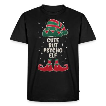 mignon mais psycho elfe partenaire cadeau de Noël - T-shirt Premium bio Homme - noir - Devant - Nico (187cm)