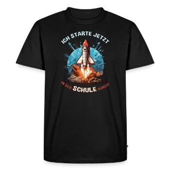 Kinder Tschüss Kindergarten Rakete Schulkind 2023 - Männer Premium Bio T-Shirt - Schwarz - Vorne - Nico (187cm)