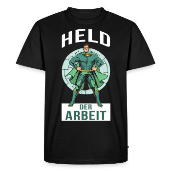 Held der Arbeit Superheld - Männer Premium Bio T-Shirt - Schwarz - Vorne - Nico (187cm)