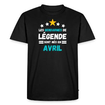 Les gendarmes de légende sont nés en Avril - T-shirt Premium bio Homme - noir - Devant - Nico (187cm)