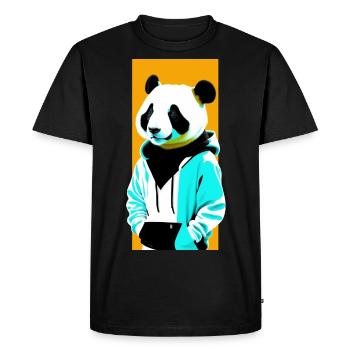 Panda en sweat à capuche - T-shirt Premium bio Homme - noir - Devant - Nico (187cm)