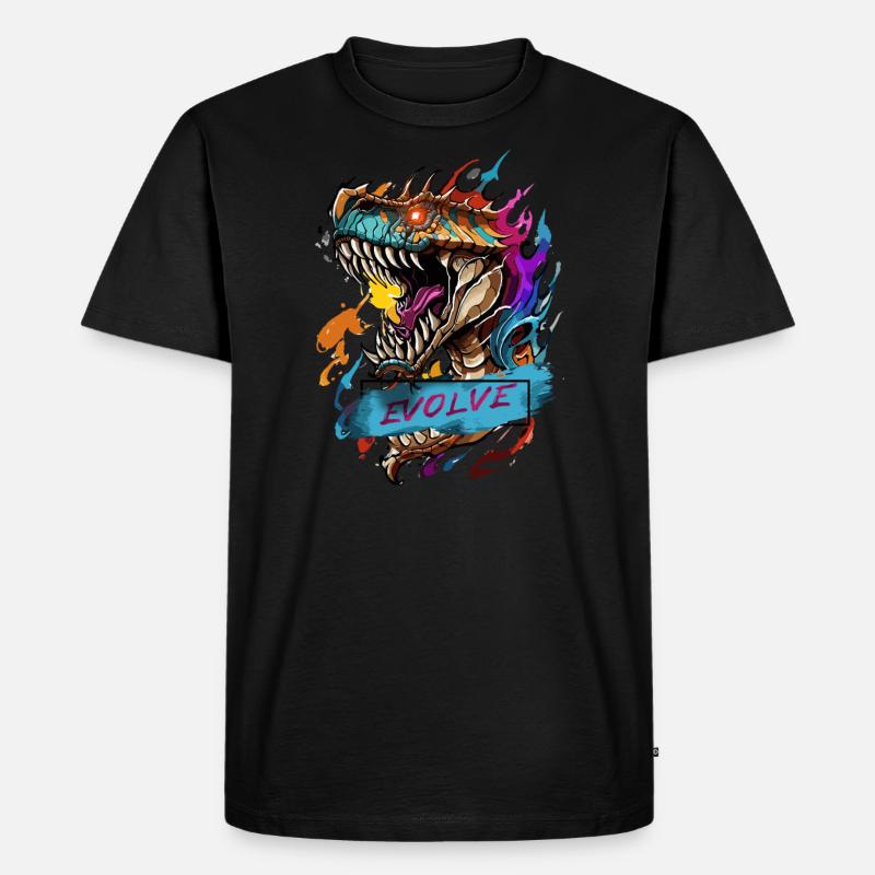 Roaring Evolution - Männer Premium Bio T-Shirt - Schwarz