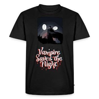 Comic Cutout Style - Vampire Saves the Night - Men's Premium Organic T-Shirt - black - Front - Nico (187cm)
