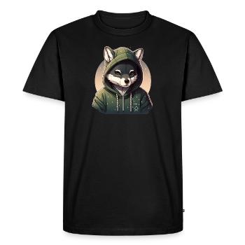 Wolf with hoodie kawaii - Men's Premium Organic T-Shirt - black - Front - Nico (187cm)