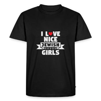 J'aime les jolies filles juives - T-shirt Premium bio Homme - noir - Devant - Nico (187cm)