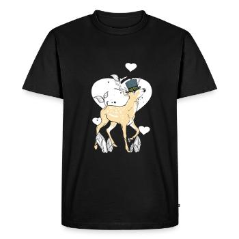 Heart Deer Red Deer Wild Forest Animals Deer Roe Deer - Men's Premium Organic T-Shirt - black - Front - Nico (187cm)