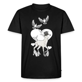 Cerf Vintage rétro Old School Fantasy faune - T-shirt Premium bio Homme - noir - Devant - Nico (187cm)