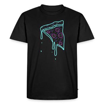 Neon Retro Pizza Time Gift - Men's Premium Organic T-Shirt - black - Front - Nico (187cm)