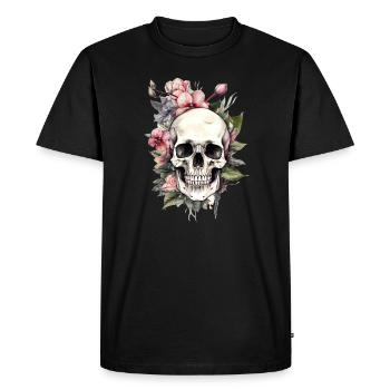 CRÂNE DE FLEUR - T-shirt Premium bio Homme - noir - Devant - Nico (187cm)