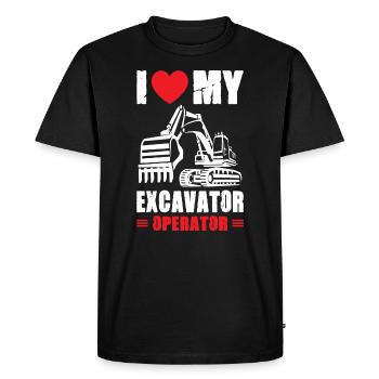 J’adore les opérateurs de pelles hydrauliques - T-shirt Premium bio Homme - noir - Devant - Nico (187cm)