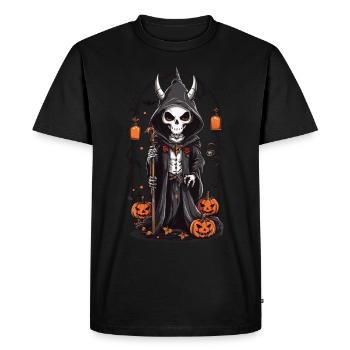 Halloween Squelette Druide Magie - T-shirt Premium bio Homme - noir - Devant - Nico (187cm)