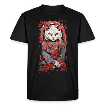 Ukiyo-e Cat Streetwear Retro Cat Design - Men's Premium Organic T-Shirt - black - Front - Nico (187cm)