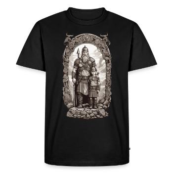 Viking Father & Son Warrior Father's Day Design - Men's Premium Organic T-Shirt - black - Front - Nico (187cm)