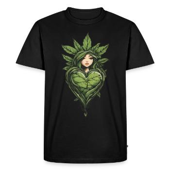 Heart For Plants Streetwear Hemp Leaf Design - Men's Premium Organic T-Shirt - black - Front - Nico (187cm)