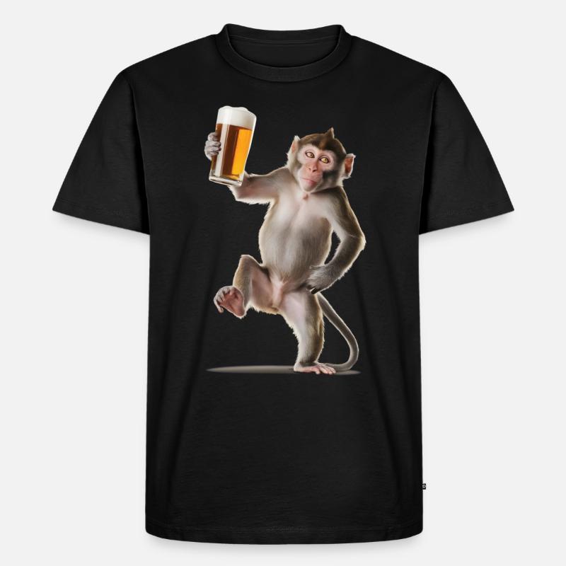 Affe Bier - Männer Premium Bio T-Shirt - Schwarz