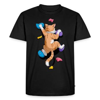 Lustige Boulder-Katze Felsenkletterns - Männer Premium Bio T-Shirt - Schwarz - Vorne - Nico (187cm)