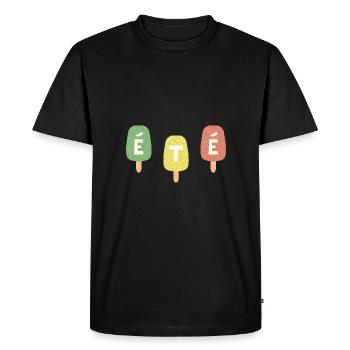 Bâtonnet Glacé colorés & mot ÉTÉ - T-shirt Premium bio Homme - noir - Devant - Nico (187cm)