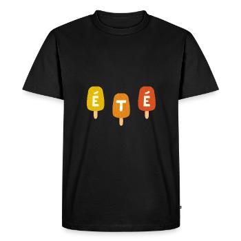 Bâtonnet Glacé colorés & mot ÉTÉ - T-shirt Premium bio Homme - noir - Devant - Nico (187cm)