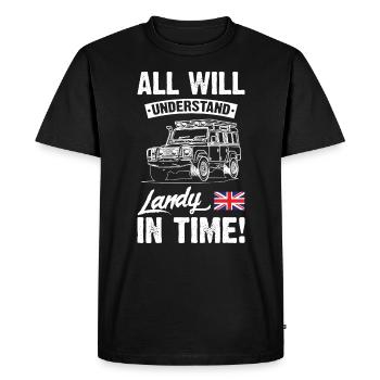 All Will Understand Landy In Time - Men's Premium Organic T-Shirt - black - Front - Nico (187cm)