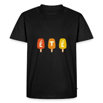 Bâtonnet Glacé colorés & mot ÉTÉ - T-shirt Premium bio Homme - noir - Devant - Nico (187cm)